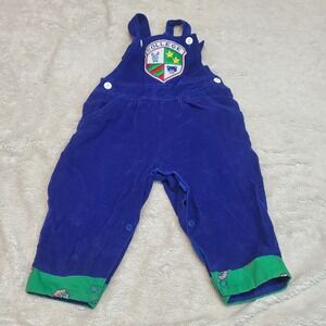 Vintage Blue Corduroy Green School Romper Overall One Piece Baby Boy‎ 18 months